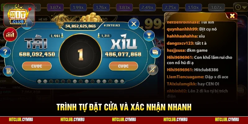 Trình tự đặt cửa và xác nhận nhanh